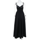 SC Deep V Neck Backless Maxi Dress FL-YJ24667PFO