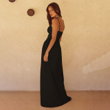 SC Deep V Neck Backless Maxi Dress FL-YJ24667PFO