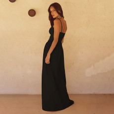 SC Deep V Neck Backless Maxi Dress FL-YJ24667PFO