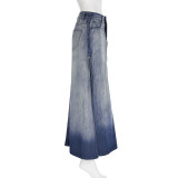 SC Irregular Sexy Gradient High Split Denim Half Skirt GMWF-2968