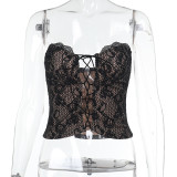 SC Lace Hollow Out Bandage Tank Tops FL-WQ24299MHO