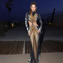 SC Sexy Print Long Sleeve Hollow Maxi Dress GZJQ-K24D53855