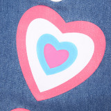 SC Contrast Color Heart Graffiti Print Loose Jeans GMWF-AL69572