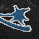 SC Contrast Color Print Straight Jeans GMWF-8888