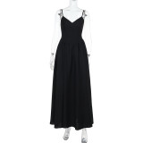 SC Deep V Neck Backless Maxi Dress FL-YJ24667PFO