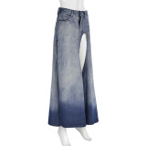 SC Irregular Sexy Gradient High Split Denim Half Skirt GMWF-2968