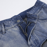 SC Irregular Sexy Gradient High Split Denim Half Skirt GMWF-2968