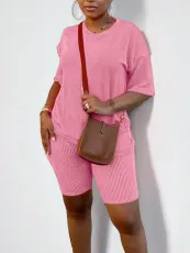 SC Solid Color Sport Loose Two Piece Shorts Set MTY-8005