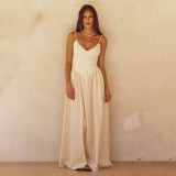 SC Deep V Neck Backless Maxi Dress FL-YJ24667PFO