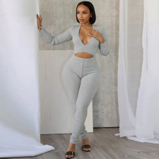 SC V Neck Hollow Out Long Sleeve Jumpsuit GNZD-51468JHD