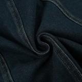 SC Color Block Low Waist A-Line Denim Long Skirt GMWF-9626