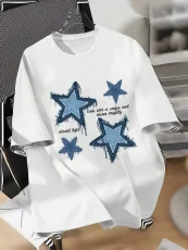 SC Denim Printed Heart Round Neck T Shirt GYIQ-ZW113527C