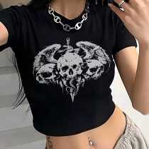 SC Short Sleeve Print Crop Tops GYIQ-ZB114292B