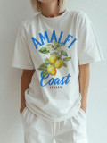 SC Lemon Green Tea print Short Sleeve T-shirt GYIQ-ZW114675C