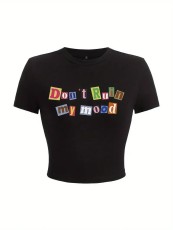 SC Letter Print Casual Short T Shirt HMYI-82720