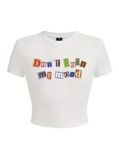 SC Letter Print Casual Short T Shirt HMYI-82720