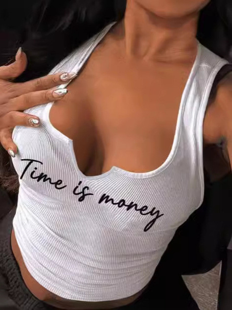 SC Letter Print Sleeveless Tank Tops HMYI-83099