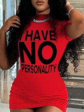 SC Plus Size Letter Print Short Sleeve Mini Dress HMYI-28433