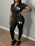 SC Plus Size Solid Color Print U Neck Jumpsuit HMYI-71482