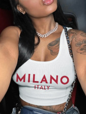 SC Letter Print Sleeveless Tank Tops HMYI-93565