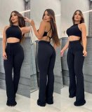 SC Solid Color Halterneck Top And Pants 2 Piece Set GBGF-5061