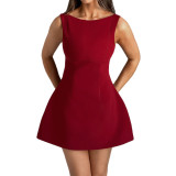 SC Sleeveless Solid Color Mini Dress GPBY-17167
