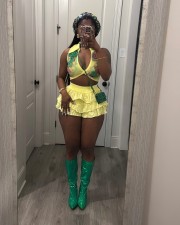 SC Sexy Print Ruffles Sleeveless Two Piece Short Set MEM-88632