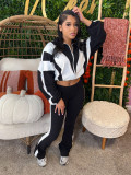 SC Comtrast Color Patchwork Sport Two PIece Pants Set  CH-25015