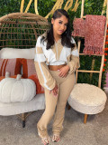 SC Comtrast Color Patchwork Sport Two PIece Pants Set  CH-25015