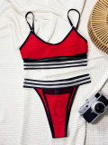 SC Striped Color Block Split Sport 2 Piece Swimsuit CSYZ-G166RX