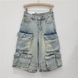 SC Vintage Washed Multi-Pocket Denim Shorts GZYN-3835