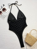 SC Mesh Patchwork Halterneck One Piece Swimsuit CSYZ-G187W