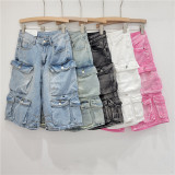 SC Vintage Washed Multi-Pocket Denim Shorts GZYN-3835