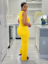 SC Solid Color Sleeveless Knits Two Piece Pants Set SFY-685