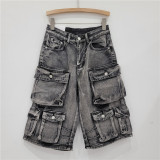 SC Vintage Washed Multi-Pocket Denim Shorts GZYN-3835