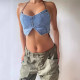 SC Wrap Chest Halterneck Denim Tank Top GLYK-LX008