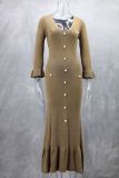 SC Long Sleeve Knits Slim Maxi Dress GLYK-LX059