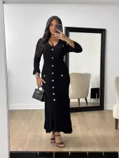 SC Long Sleeve Knits Slim Maxi Dress GLYK-LX059