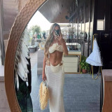 SC Sleeveless Knit Split High-Waisted Half-Body Skirt Three-Piece Set GLYK-LX013
