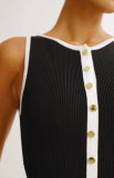 SC Sleeveless Single-breasted Button Long Dress GLYK-LX074