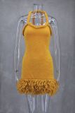 SC Hand-Woven Twisted Rope Shoulder Strap Tassel Dress GLYK-LX0092