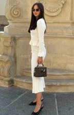 SC Ruffles V Neck Little Fishtail Skirt Two Piece Set GLYK-LX0100