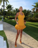 SC Hand-Woven Twisted Rope Shoulder Strap Tassel Dress GLYK-LX0092