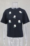 SC Flower Print Round Neck T-Shirt GLYK-LX042