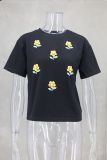 SC Flower Print Round Neck T-Shirt GLYK-LX042