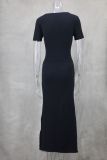 SC Short Sleeve V Neck Midi Dress GLYK-LX070