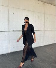 SC Lace See Through Sling Maxi Dress GLYK-LX0106