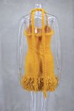 SC Hand-Woven Twisted Rope Shoulder Strap Tassel Dress GLYK-LX0092