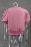 SC V-Neck Short Sleeve Double Bow Solid Sweater GLYK-LX045