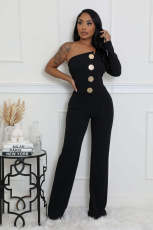 SC Single Shoulder Long Sleeve Jumpsuit OSM-4473